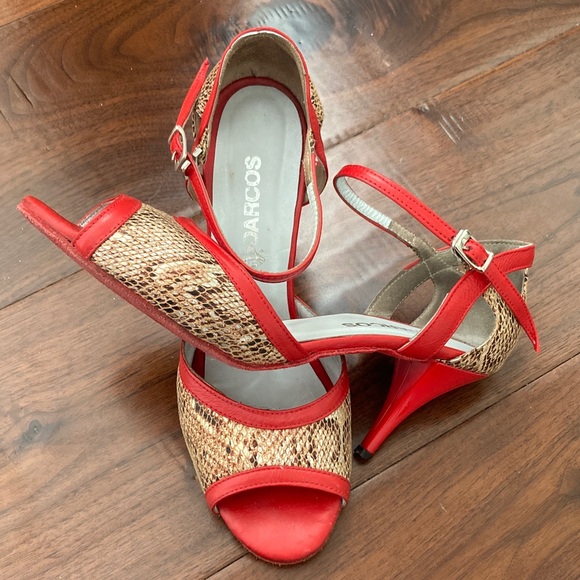 Argentine Tango Darcos Red and Tan Women's Heels 39 - Picture 4 of 10